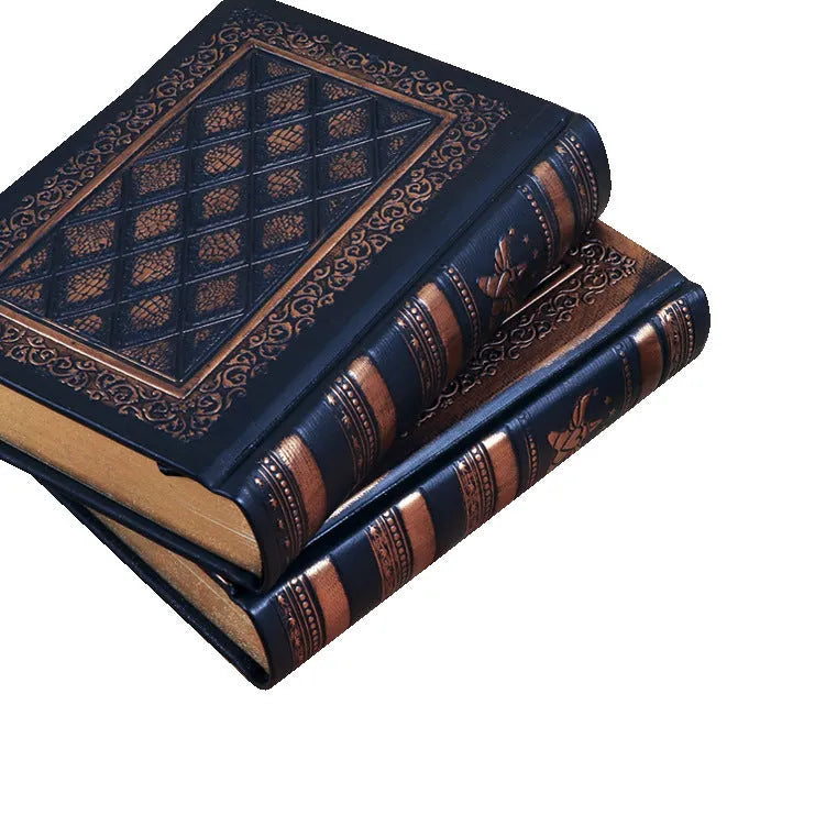 Embossed faux leather notepad with three-dimensional super thick cover in bronze or black gold colour