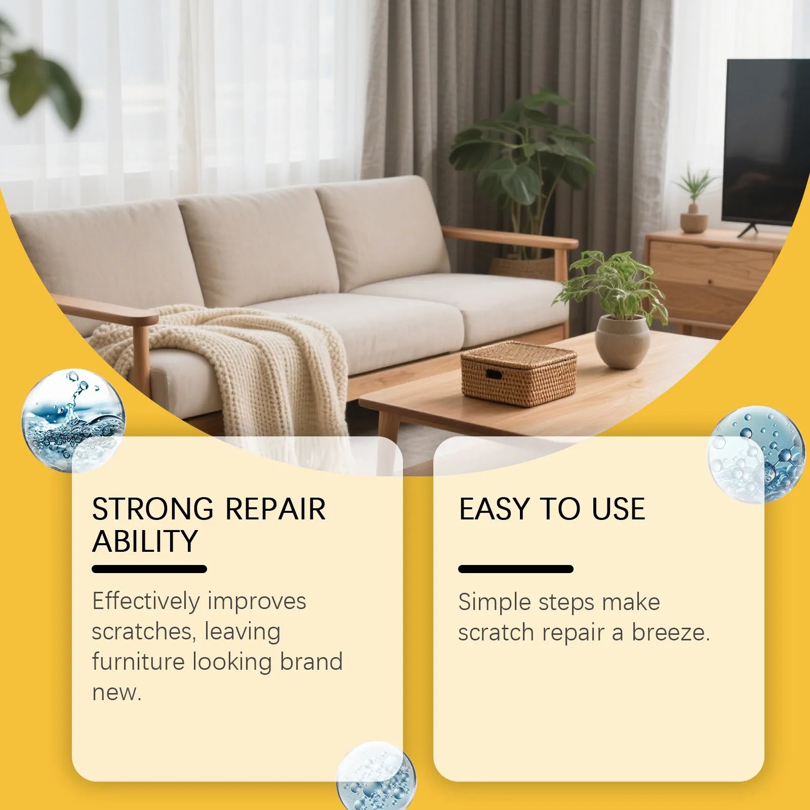 Wooden furniture scratch care agent bottle with microfiber towel for surface maintenance