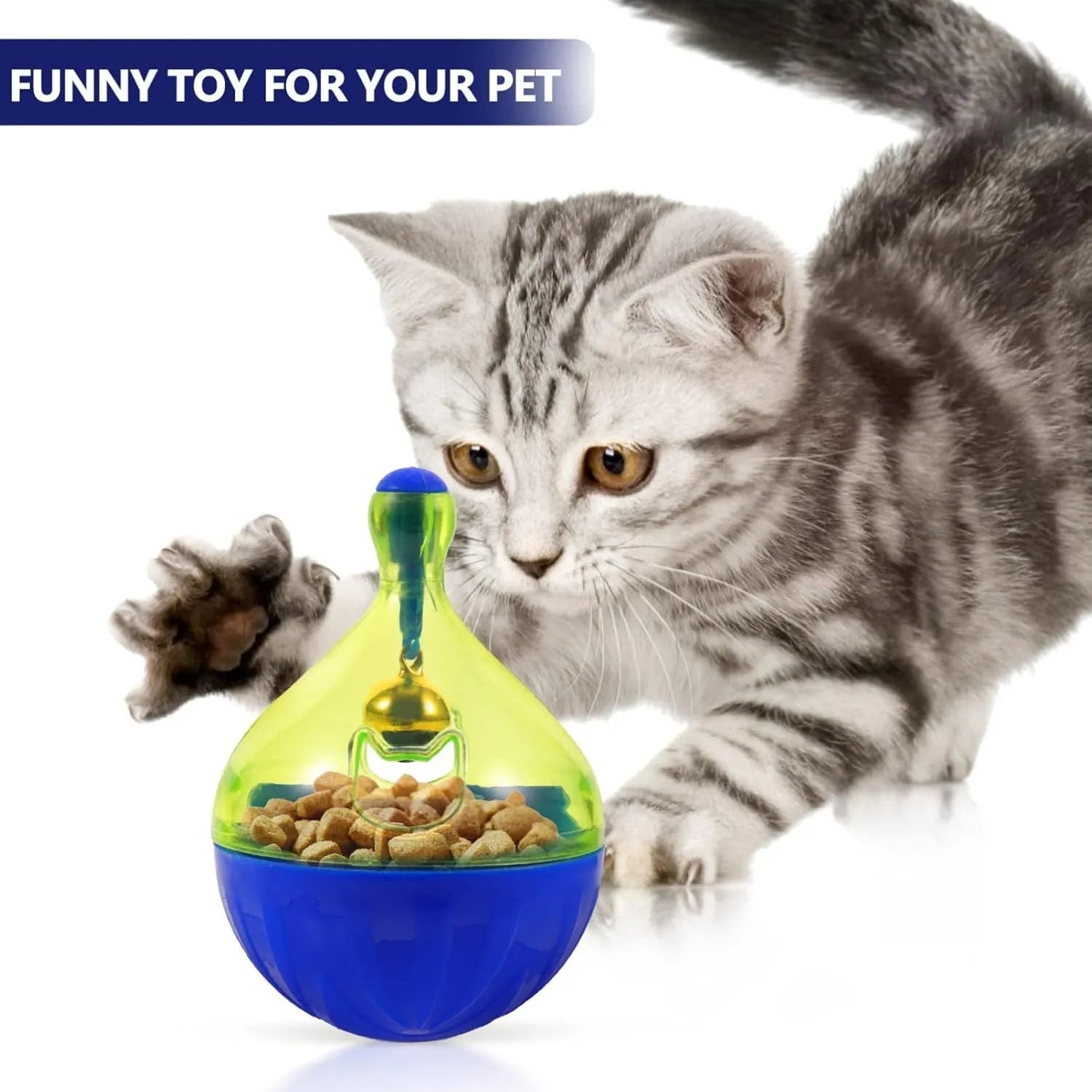 Tumbler-shaped dog and cat treat dispenser ball interactive toy