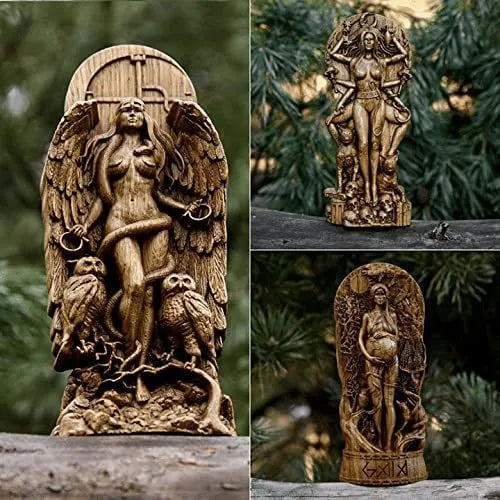 Detailed synthetic resin Greek goddess statue standing 22cm tall on a base.