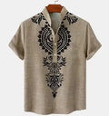 Men's striped casual button shirt in loose fit with polyester fabric