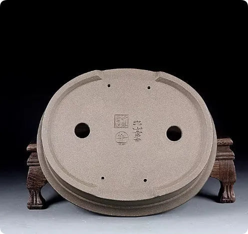 Handmade antique oval purple sand clay bonsai pot for succulents.