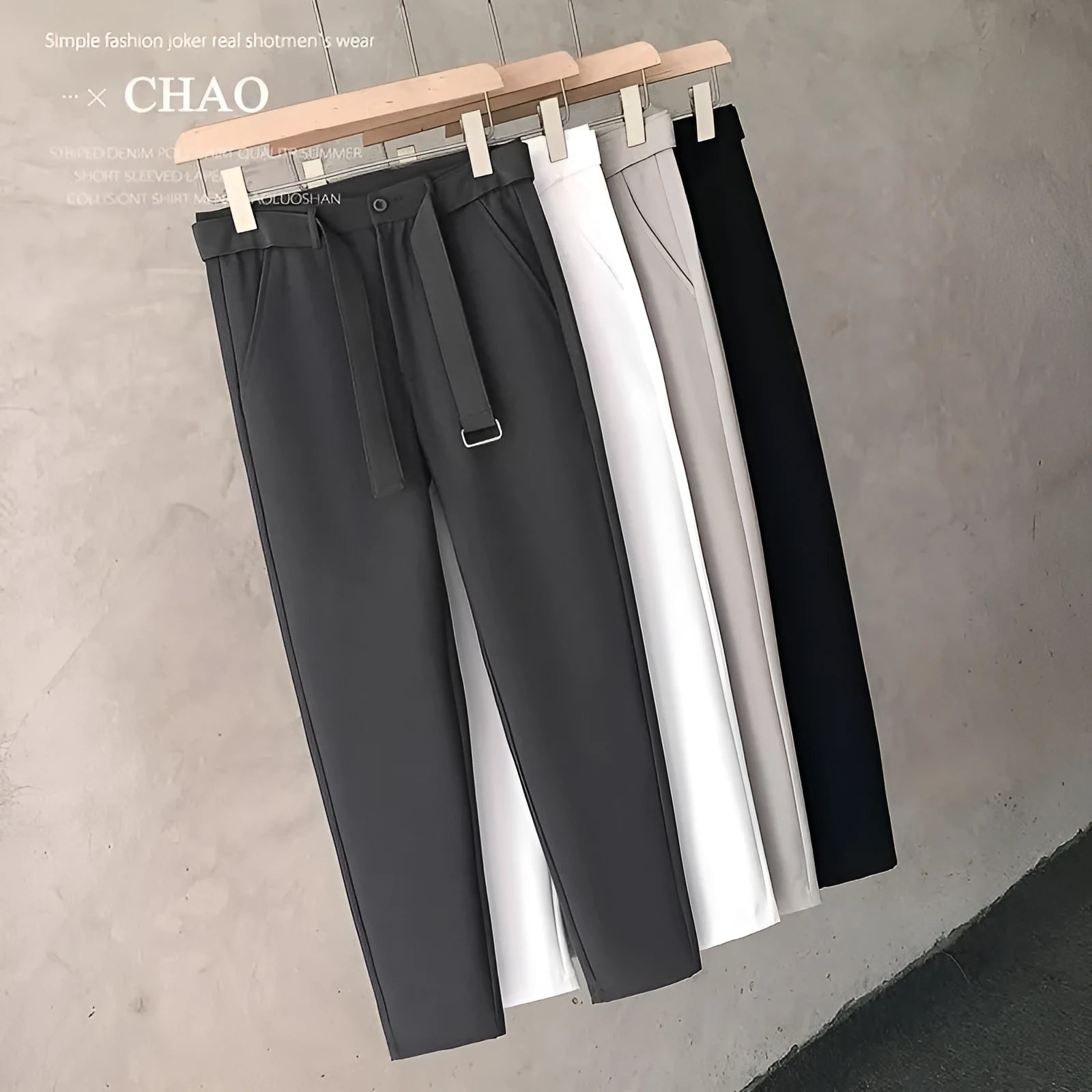Boys tapered slim straight wool trousers in business casual style with straight leg opening