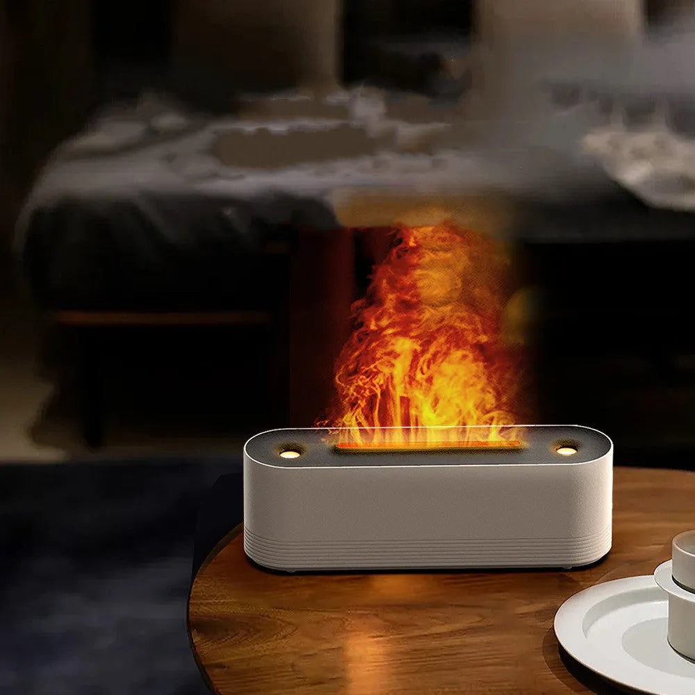 Black ultrasonic aroma diffuser with 7 colour flame LED display and cool mist emission