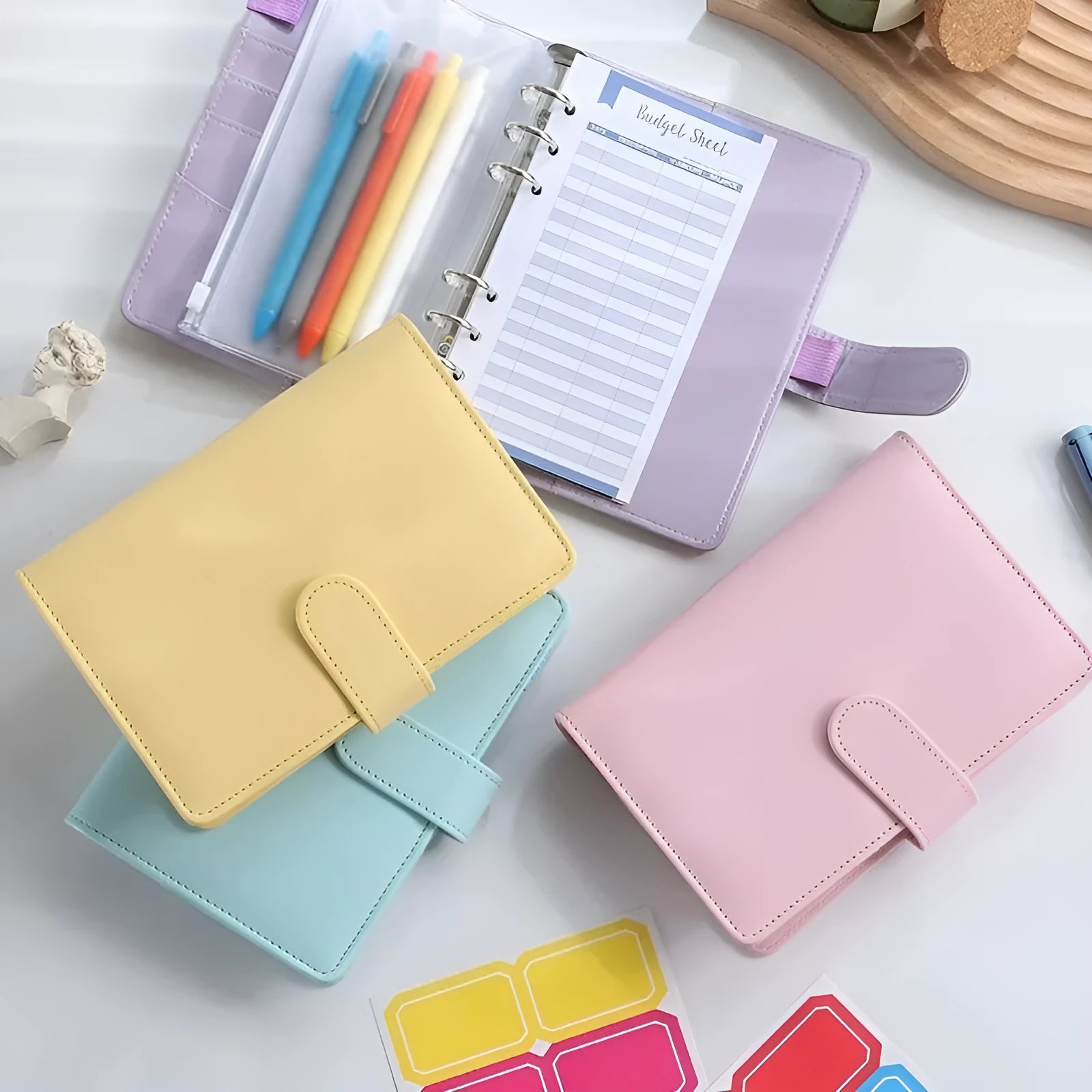 A5 PU leather zipper binder notebook shell in a solid colour.