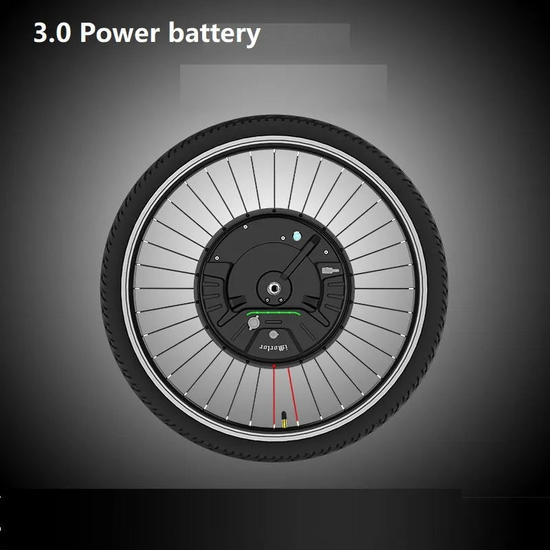 Yunzhilun bicycle electric conversion kit showing alloy hub motor, lithium battery, and charger for 26-inch bikes.
