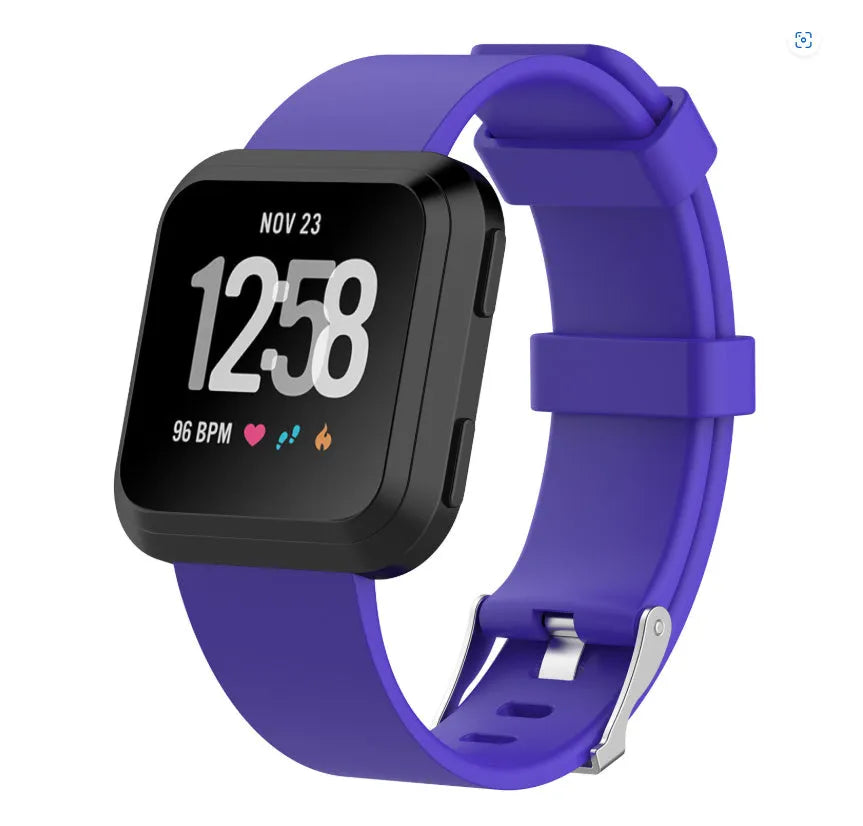 Fitbit Versa Lite replacement watch strap in multiple colours showing large and small size options.