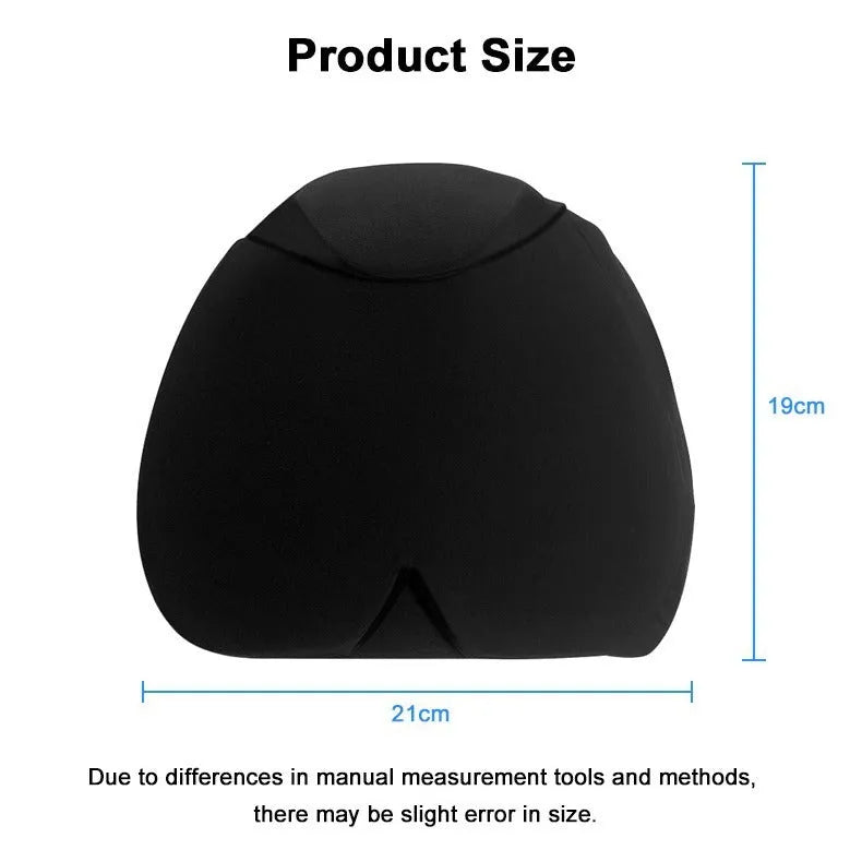 Simple solid colour cold compress headache cap shown in black, pink, and dark blue.
