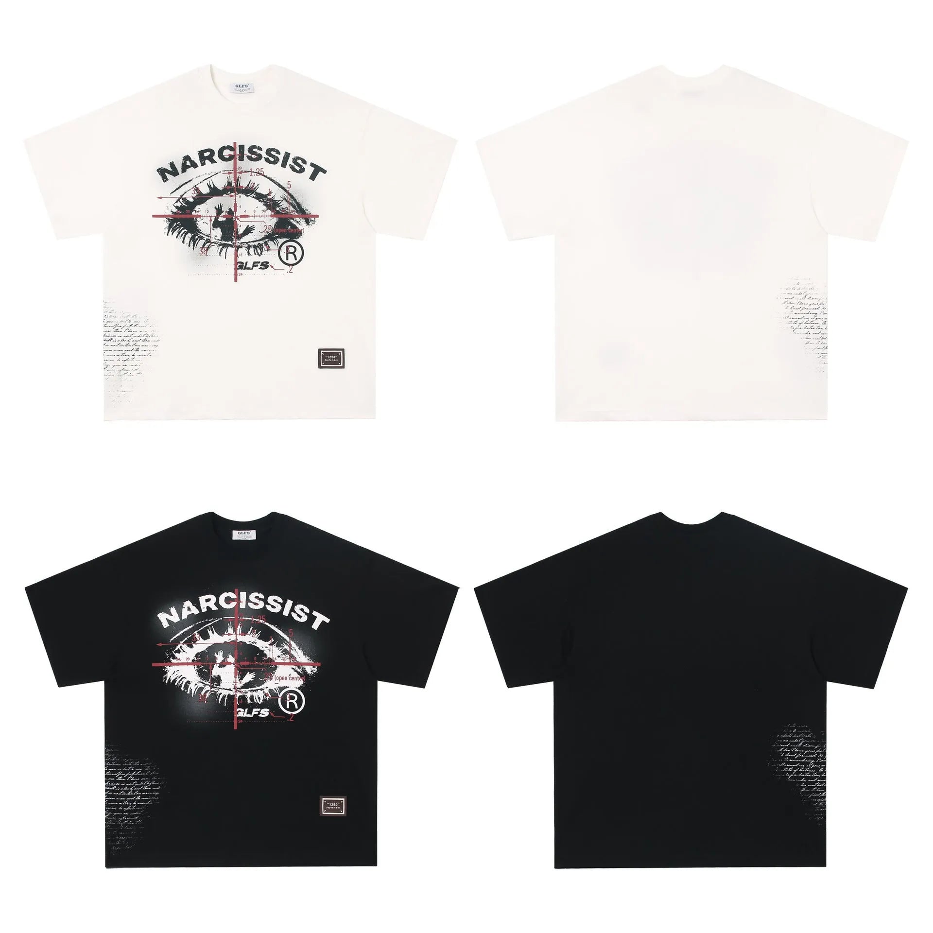Pure cotton hip hop gothic style T-shirt with letter pattern in black and white colours
