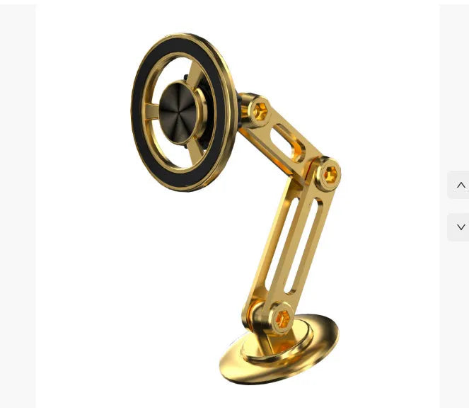 All-metal magnetic car phone holder in black, silver, gold and rose gold colours with magnetic rings and adhesive pads