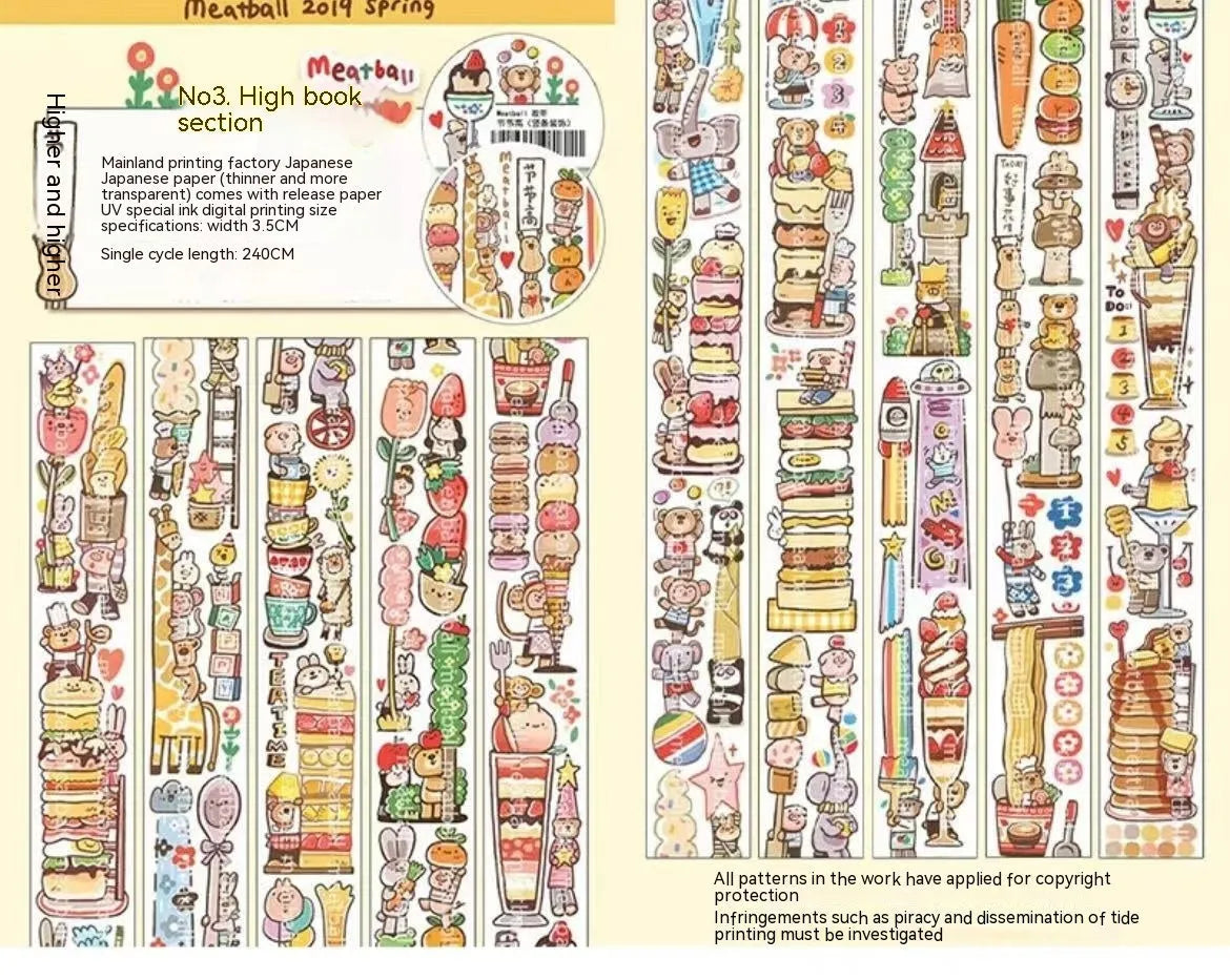 Cute cartoon character stickers for haemorrhoid tape packaging decoration on Japanese paper