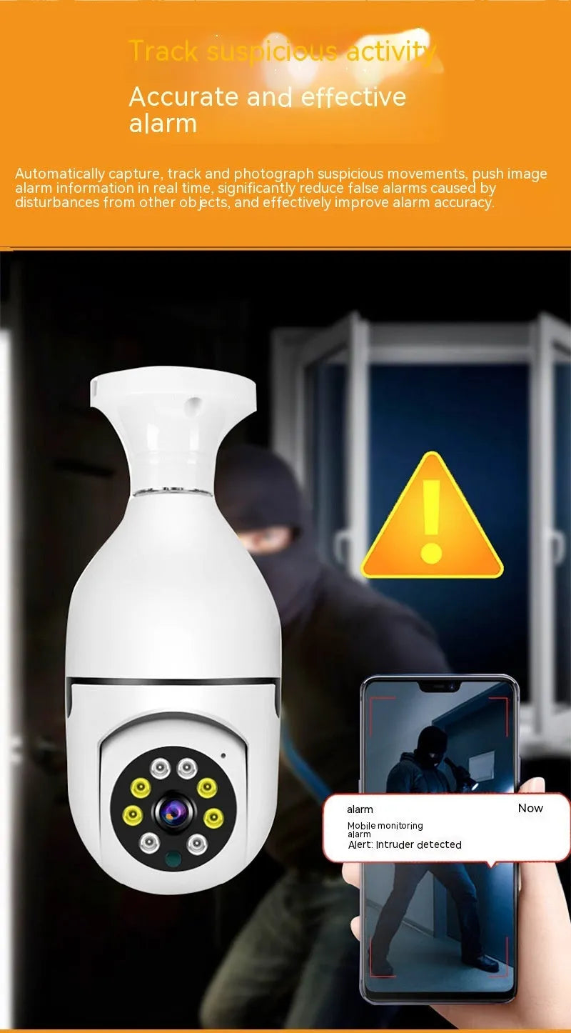 E27 bulb security camera with 1080p HD video and full colour night vision for wireless WiFi monitoring