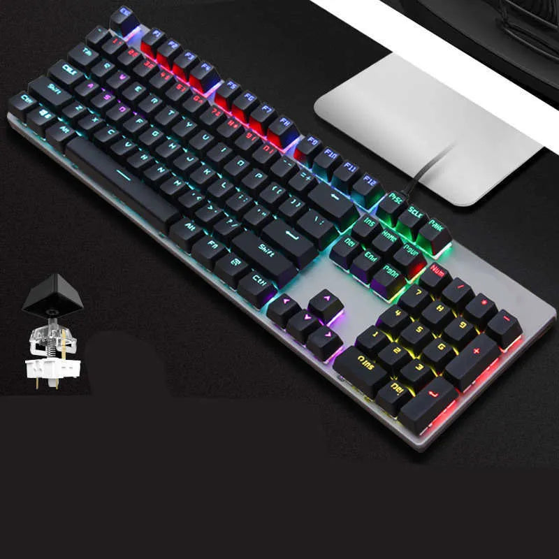 GK410 mechanical keyboard with metal case, 104 keys, backlight, and choice of mechanical switches