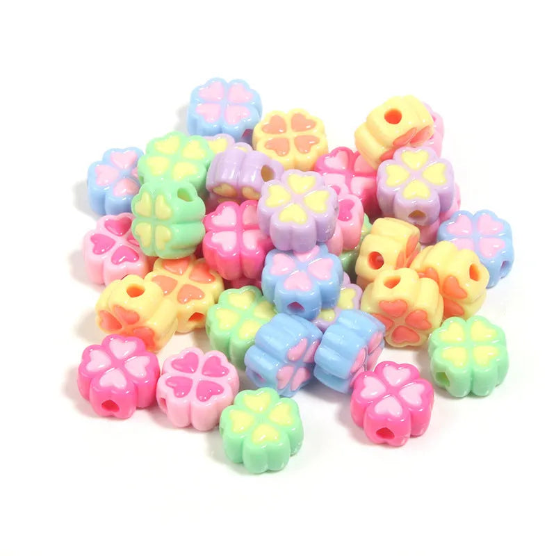 15mm frosted acrylic love clover beads in various colours for jewellery making
