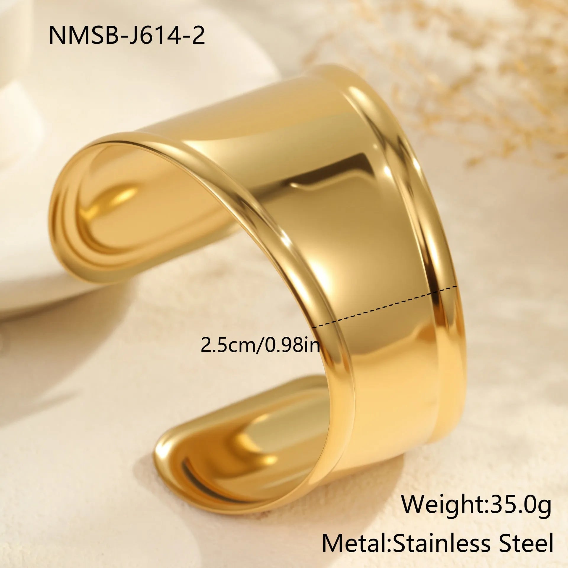 Women's fashion bracelet with exaggerated width, geometric wave patterns, and gold plating