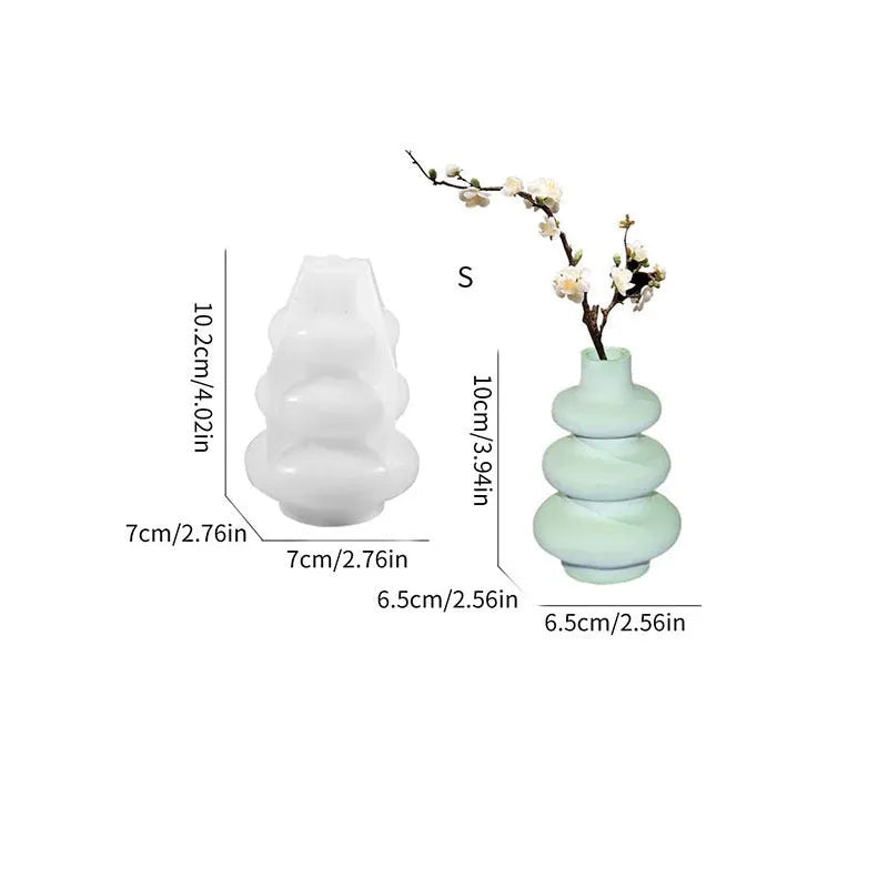 Silicone three layer circle vase ornament mould with irregular shape design