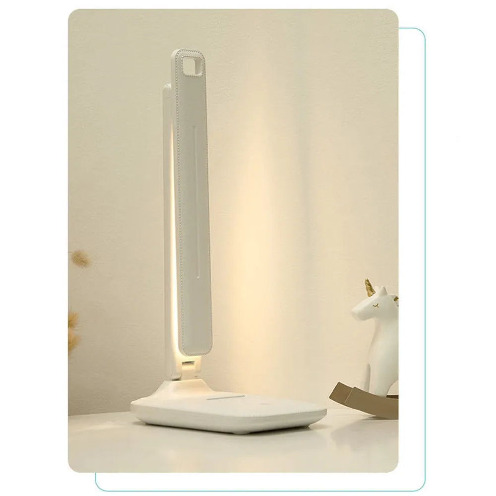 White plastic touch dimming bedside lamp with USB charging port