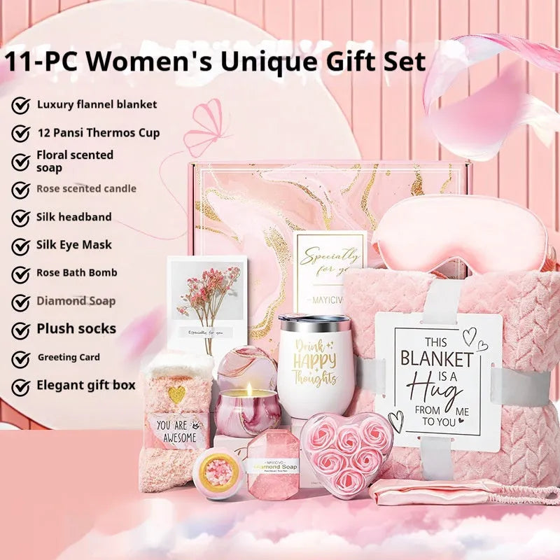 Aromatherapy bath gift set with candle and soap in a modern plastic container