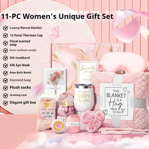 Aromatherapy bath gift set with candle and soap in a modern plastic container