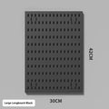 White punch-free wall wire-wrap storage board with organisational items displayed