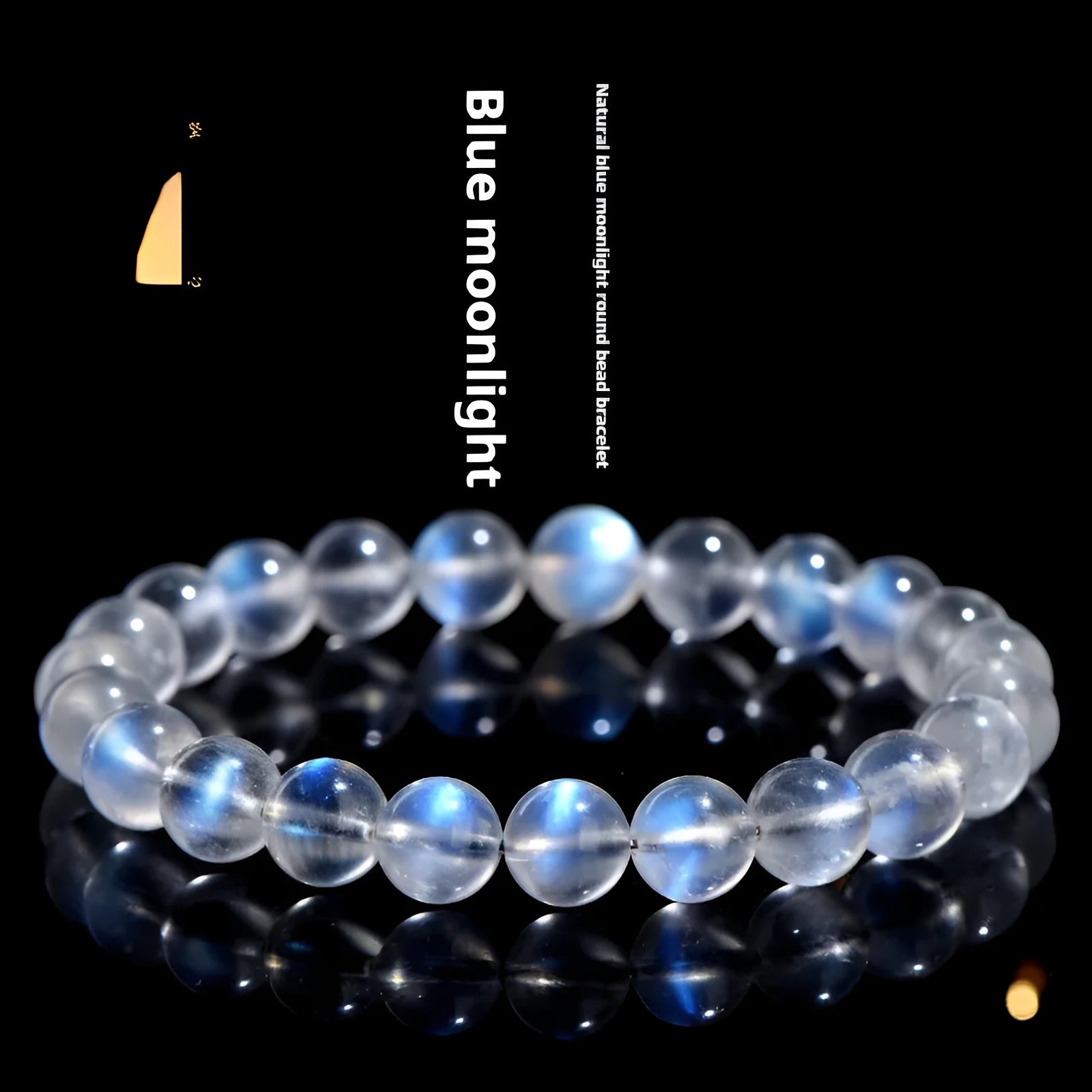Natural cream coloured crystal bracelet with smooth ground beads, shown in a minimalist unisex style.