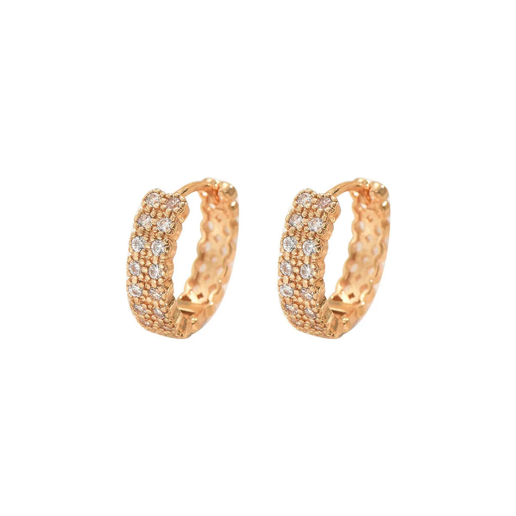 Copper geometry pattern ear studs with round dot ring elements
