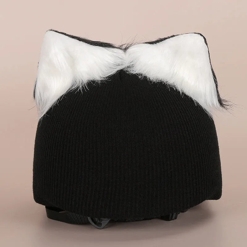 Plush fabric cartoon character helmet cover and matching hat cover set for costumes.