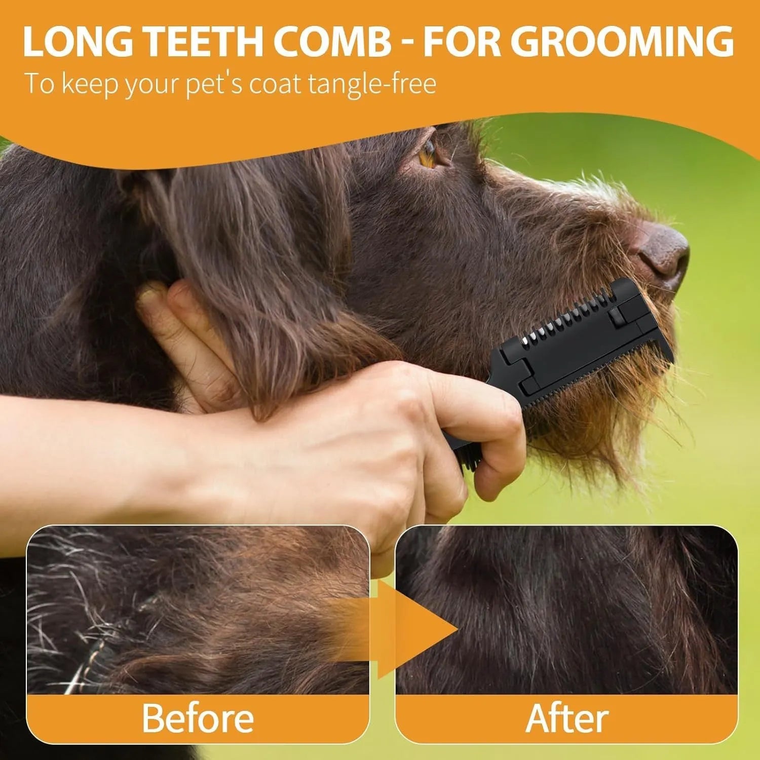Dog cat razor comb grooming tool with comb teeth and razor blades for detangling and trimming pet hair