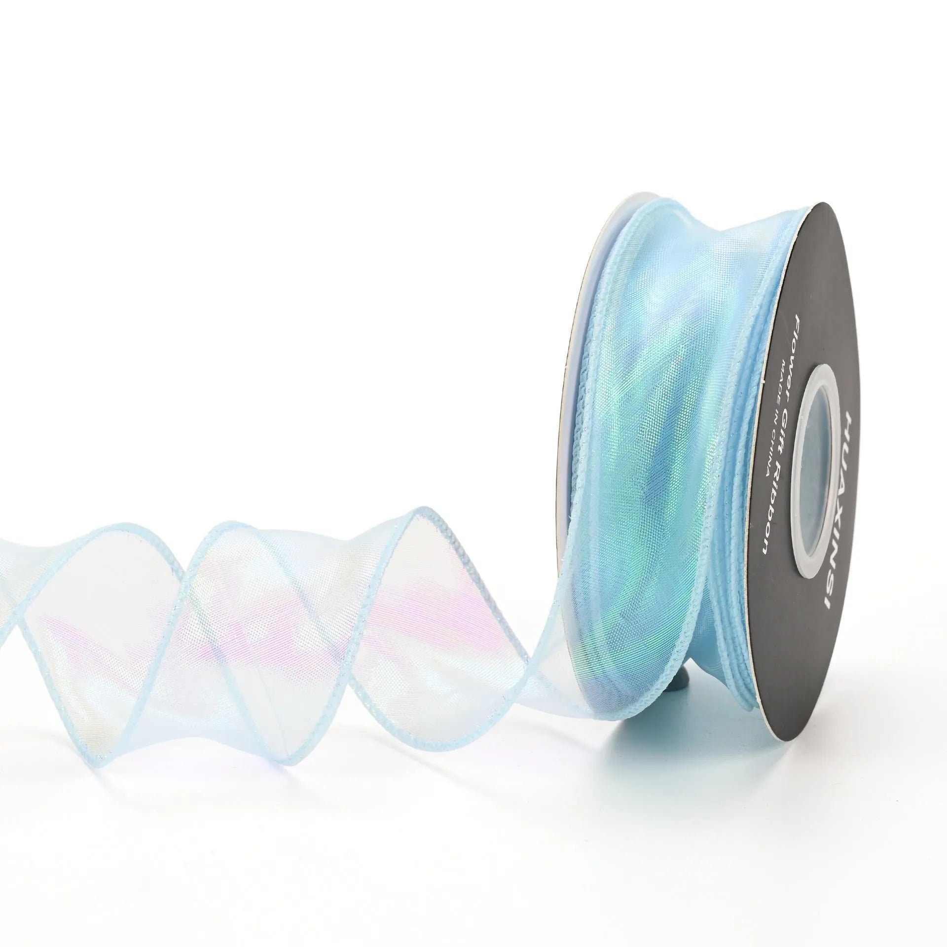 Fishtail yarn decorative ribbon in mesh material with colourful wave pattern, 4cm width