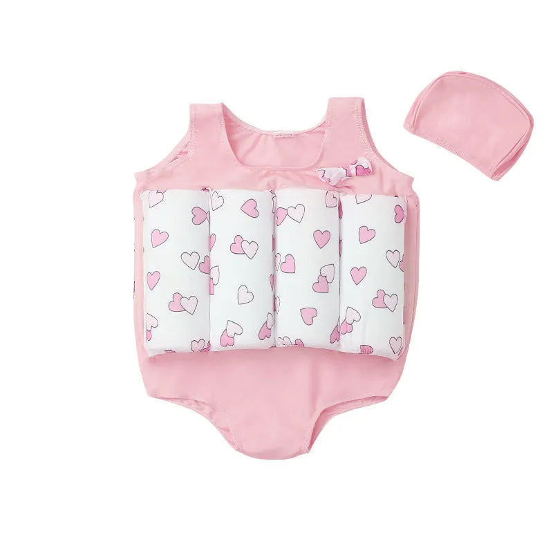 Children's buoyancy swimsuit one-piece girl cartoon nylon swimming and wading suit size S-XXL
