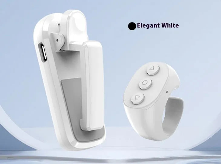 Wireless page turner remote control with clicker for tablets and e-readers in black, white, or pink