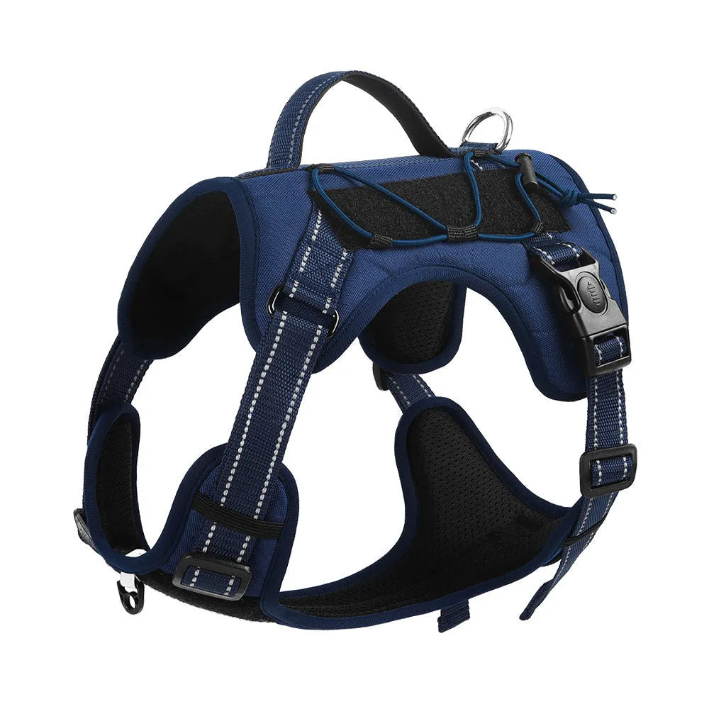 Reflective explosion-proof dog harness vest with hand-holding rope in orange, black, navy blue, brown, or dark purple colour options