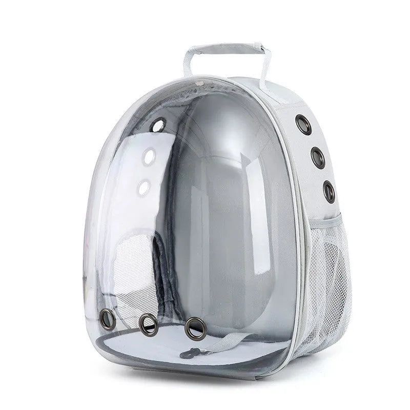Astronaut style cat carrier bag in solid colour made from medium-hard PC plastic for pet transport.