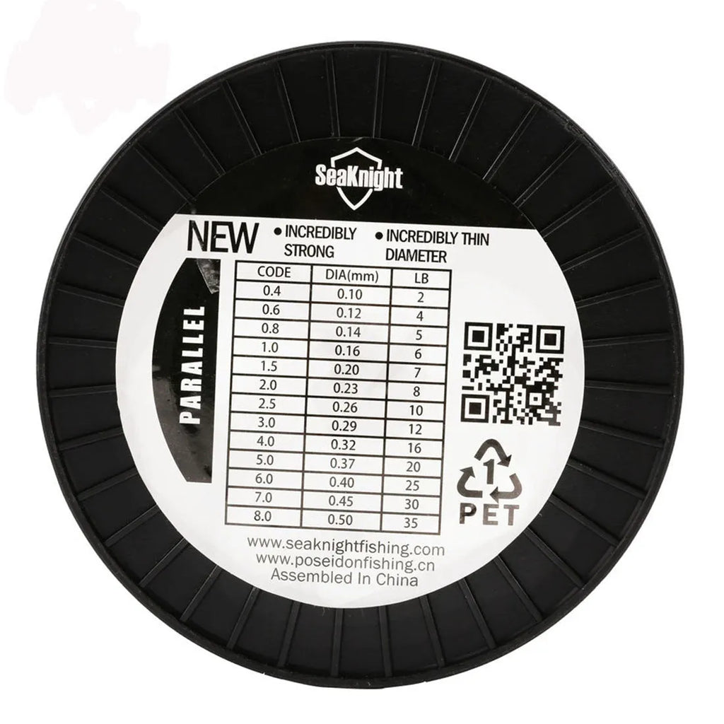 Seaknight1000 M nylon fishing line spool showing available colour options white, green, blue, yellow, and black