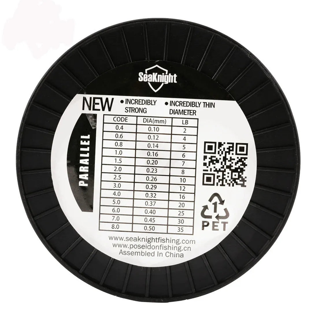 Seaknight1000 M nylon fishing line spool showing available colour options white, green, blue, yellow, and black
