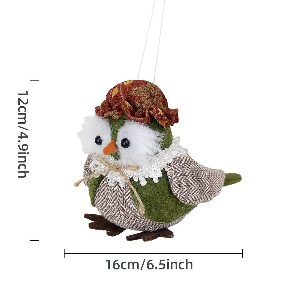Thanksgiving owl and harvest bird polyester cloth desktop pendant ornament in orange or green colour