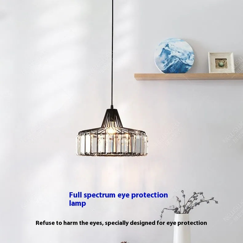 Modern light luxury style crystal chandelier ceiling lamp with LED light in black or gold finish.