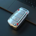 Carbon fibre pattern car key cover with mirror element in Japanese Korean minimalist style