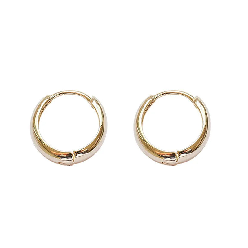Women's minimalist geometric water drop earrings in gold or silver finish, showing three size variations