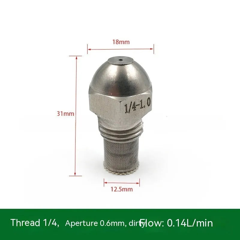 304 stainless steel fine atomisation spray nozzle with ten aperture sizes and external thread connection