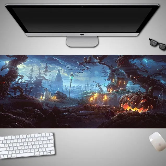 Halloween mouse pad with non-slip rubber cloth material in oversized dimensions for gaming