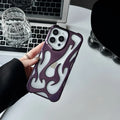 Electroplated hollow flame pattern soft TPU phone case for Apple iPhone in silver finish.