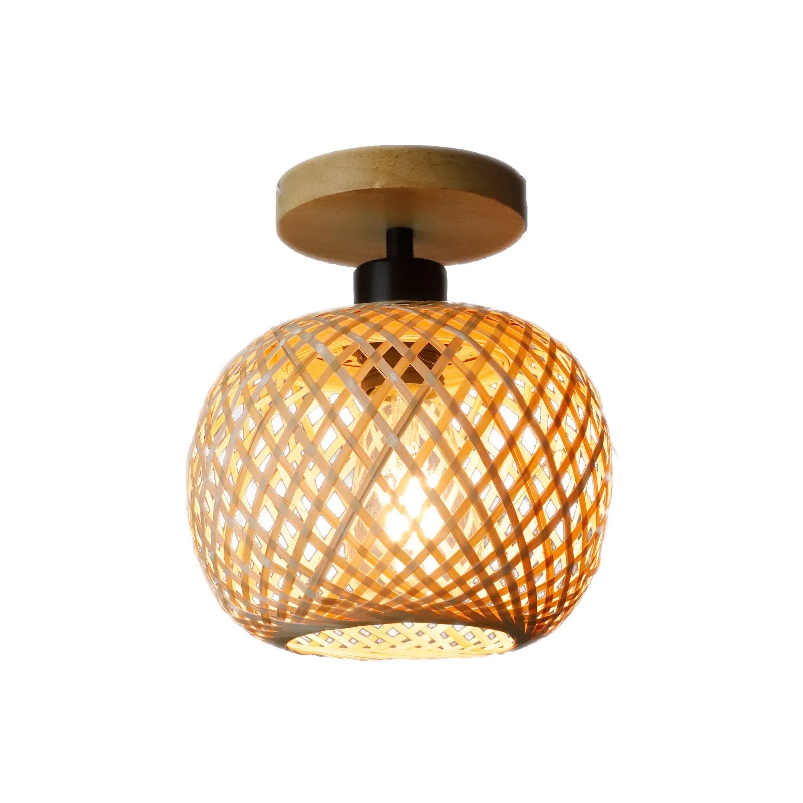 Japanese pastoral style bamboo ceiling lamp for hallways and corridors in natural wood colour.