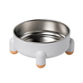 Non-slip stainless steel high foot pet bowl in green pink or white for dogs and cats