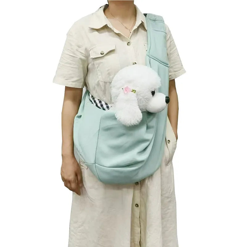Soft polyester dog carrier bag with adjustable shoulder strap for pets under 7.5kg