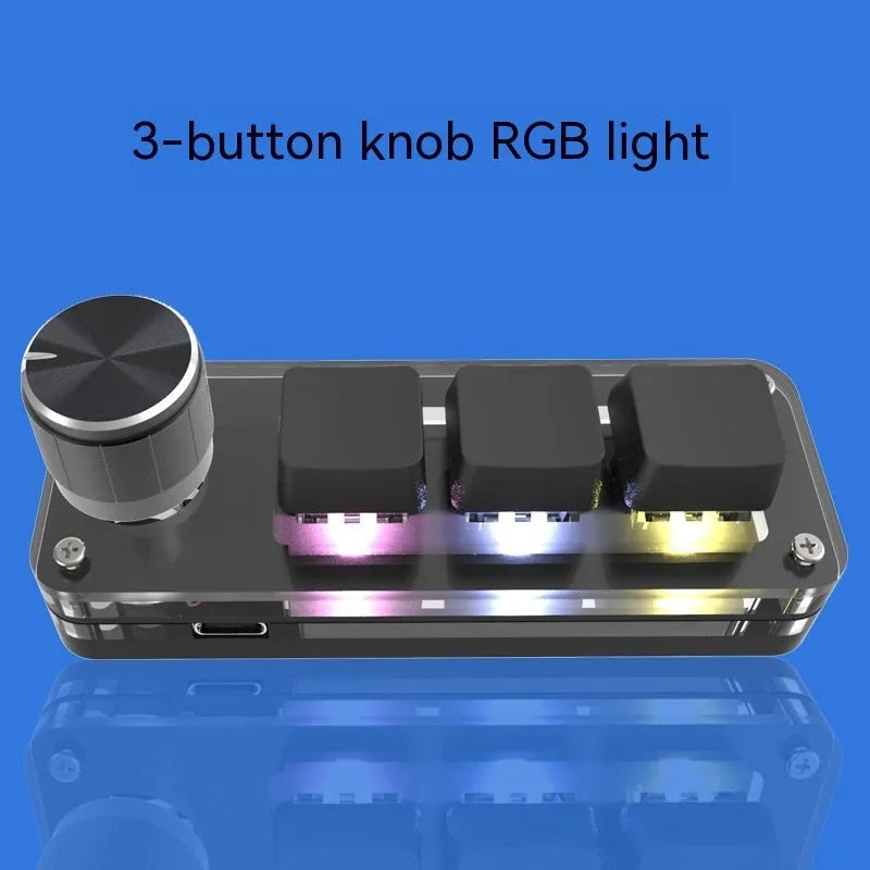 Black and white RGB backlit mini keyboard for copy paste commands with USB cable