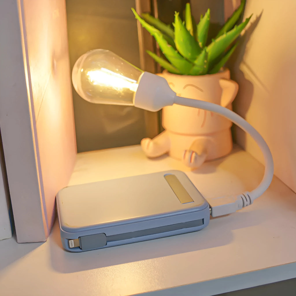 Folding USB rechargeable tungsten filament night light with S14 bulb