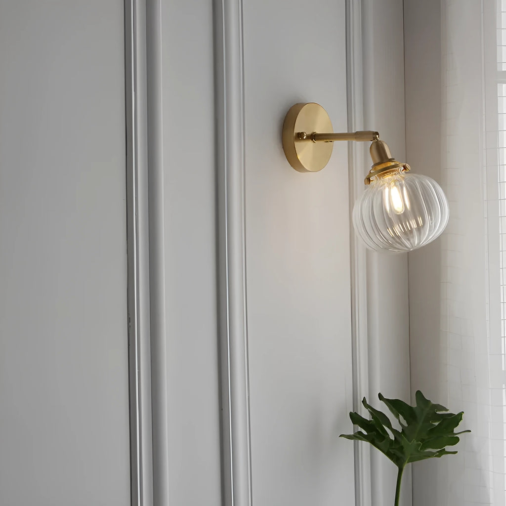 Transparent glass wall lamp with water ripple or blue shade for living room or bedroom