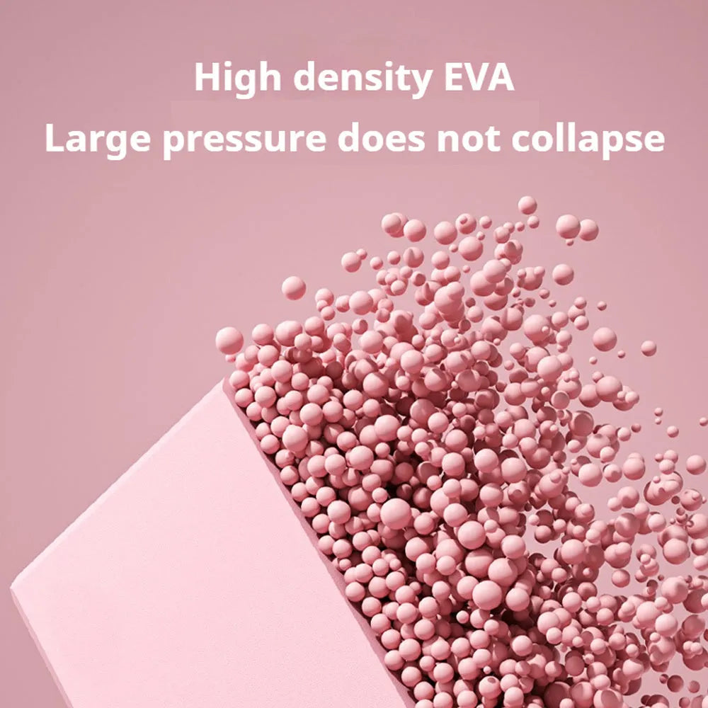 Blue EVA foam yoga brick with hexagonal ridges on surface