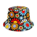 Colourful floral pattern polyester bucket hat with dome crown in size M